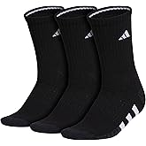 adidas Women's Crew Socks, 3-Stripe Cushioned Socks with Arch Compression, Comfortable, Stylish and Sweat-Wicking, 3-Pack