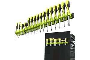 Olsa Tools | Magnetic Screwdriver Organizer | Professional Quality Tool Holder | Fits up to 16 Screwdrivers | Black and Green