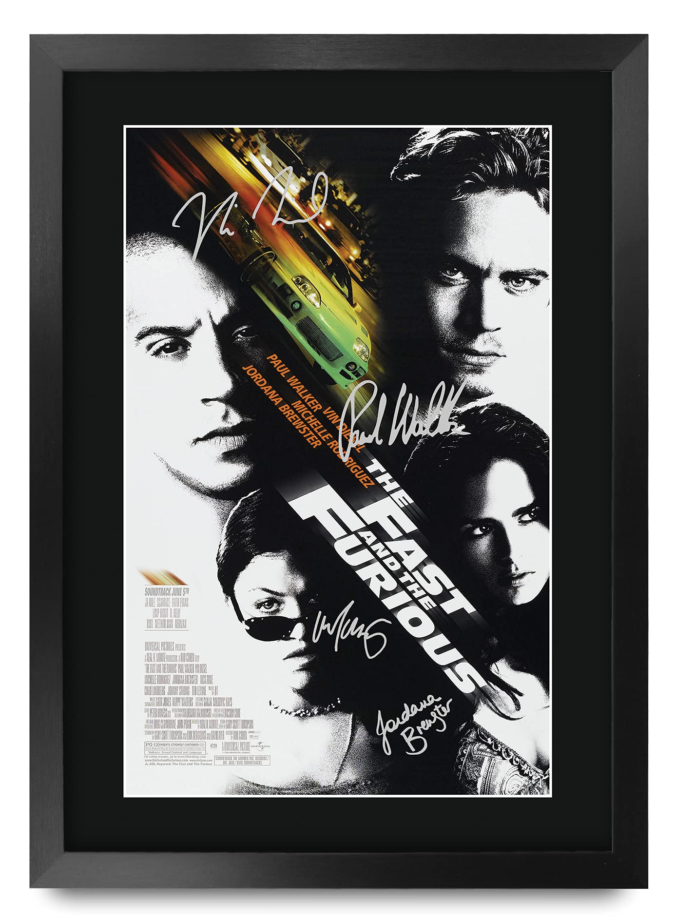 HWC Trading FR A3 The Fast and the Furious Paul Walker, Vin Diesel Gifts Printed Poster Signed Autograph Picture for Movie Memorabilia Fans - A3 Framed