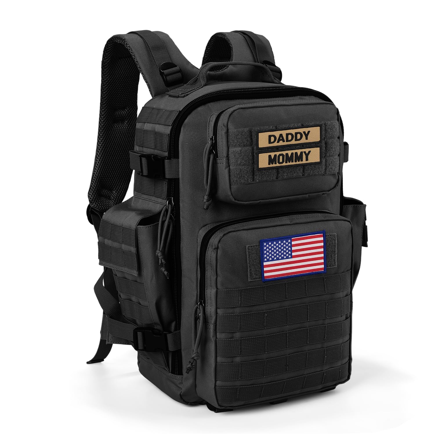 MABOZOO Military Style Dad Diaper Backpack - Waterproof With Changing Pad & Insulated Bottle Pockets