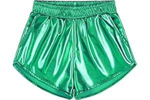 BOOPH Girls Metallic Shorts Kids Sparkly Dance Outfits Shiny Hot Pants Athletic Shorts for Girls