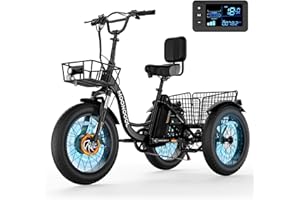 MOONCOOL Electric Tricycle for Adults, 20" x 4" Fat Tire Electric Trike, 48V 500W 3 Wheel Electric Bike, 7 Speed E Trikes for