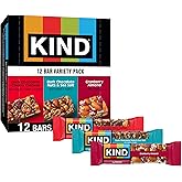 KIND Healthy Snacks Bars Variety Pack, Gluten Free, High Fiber Snacks, Cranberry Almond, Dark Chocolate Nuts &amp; Sea Salt, Dark Chocolate Cherry Cashew, 4-6g Protein, 12 Count
