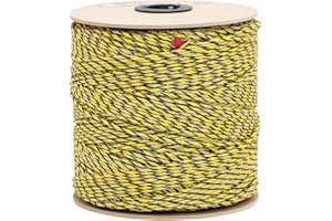 HENGTONG Electric Fence Poly Wire 1312ft 400m, 6 x 0.18mm Stainless Steel Conductors, Portable Electric Fence Polywire for Livestock, Yellow and Black Fence Wire