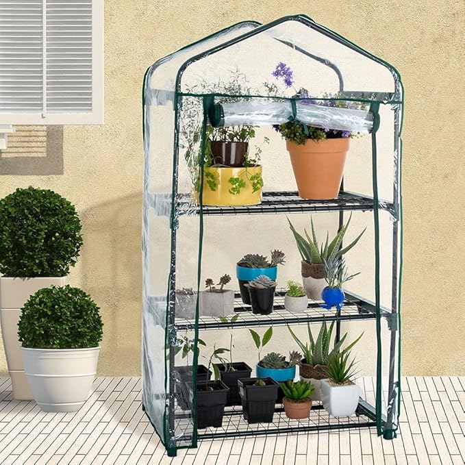 fancyU PVC Mini Plant Greenhouse Cover, Waterproof 4Tier Mini