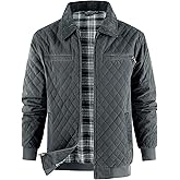 Mr.Stream Men's Diamond Quilted Cotton Duck Canvas Insulated Plaid Flannel Lined Padded Jackets