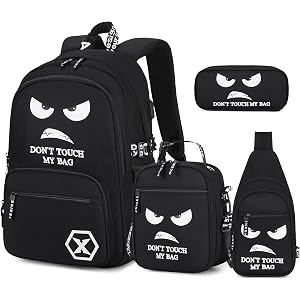 BOENZONE Backpack for Boys, 4PCS Cool Luminous Boy Backpack with Lunch Box | Sling Bag & Pencil Case for Kids, Bookbag for Bo