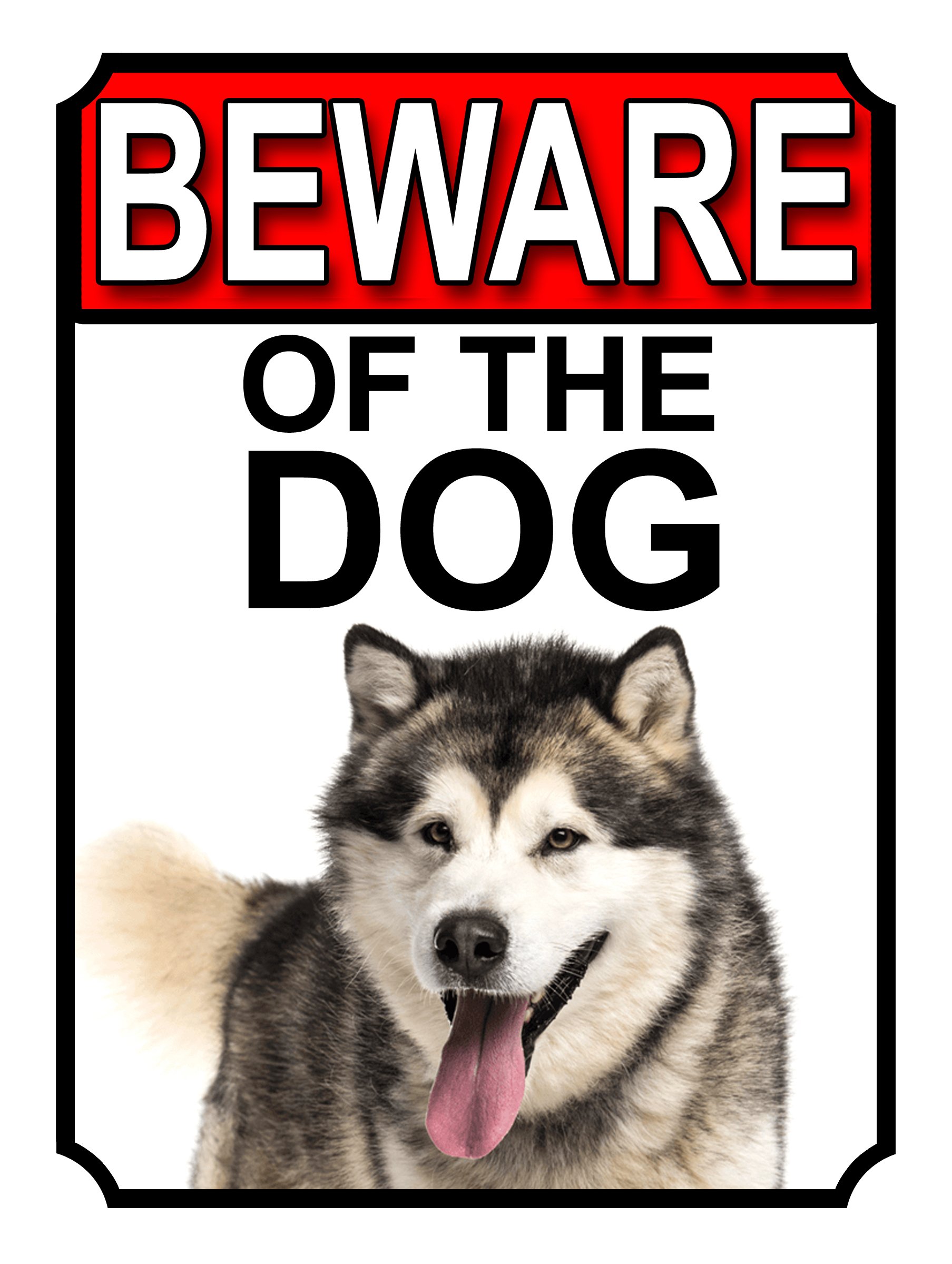 Shawprint Limited BEWARE OF THE DOG METAL GATE SIGN SIBERIAN HUSKEY 200MM X 150MM (1153H1)