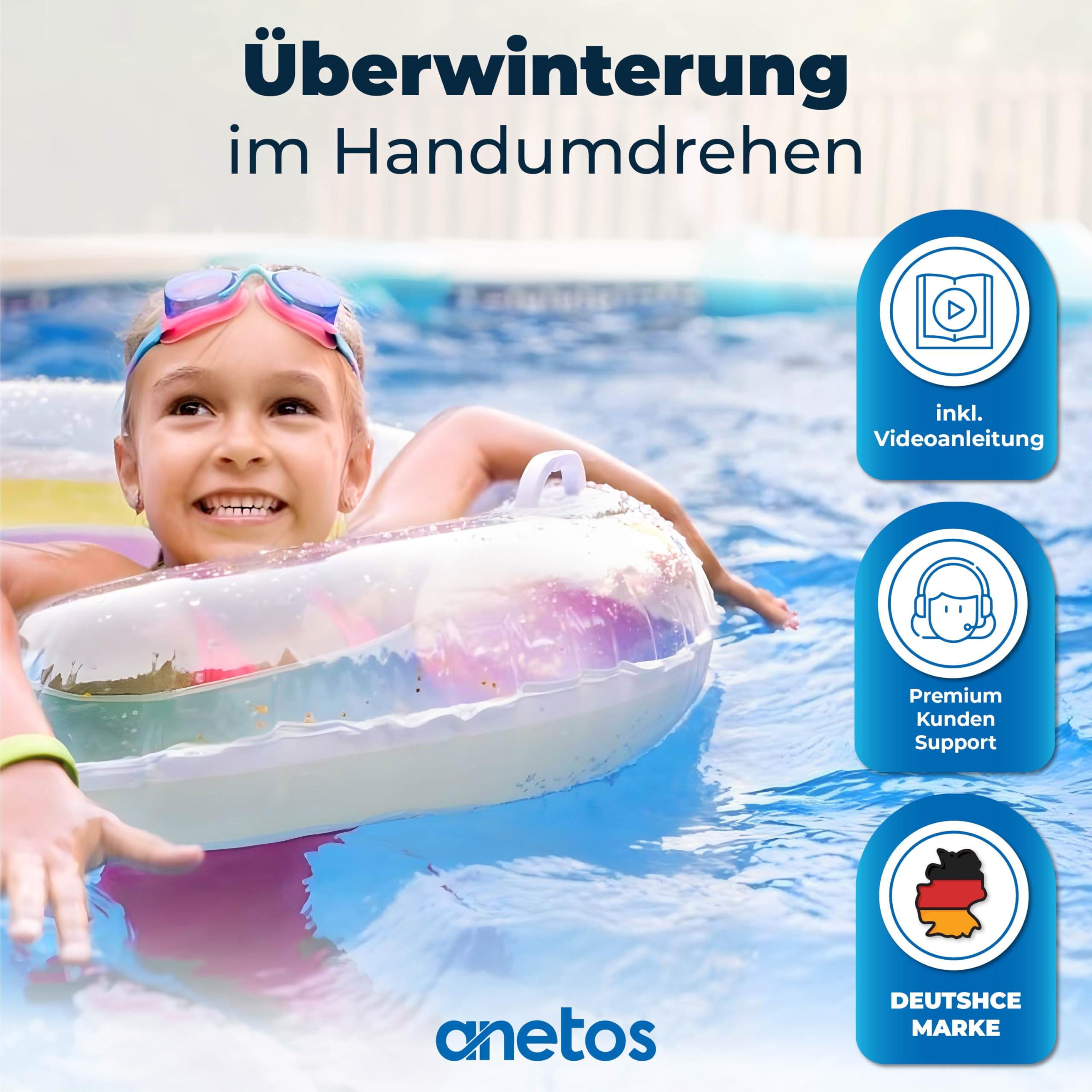 anetos® - Winterverschluss Set für Intex und Bestway Pools – 100% DICHT – Winterstopfen für beide Anschlüsse (2 Stück) mit passenden Dichtungen 7