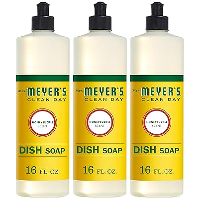 Mrs. Meyer's Clean Day Liquid Dish Soap, Cruelty Free Formula, Honeysuckle Scent, 16 oz- Pack of 3