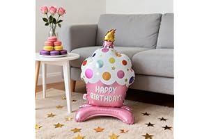Pink Birthday Cake Foil Mylar Party Balloon – Large Cake Shape Balloon for Birthday Party Decorations, Kids & Adults Celebrat