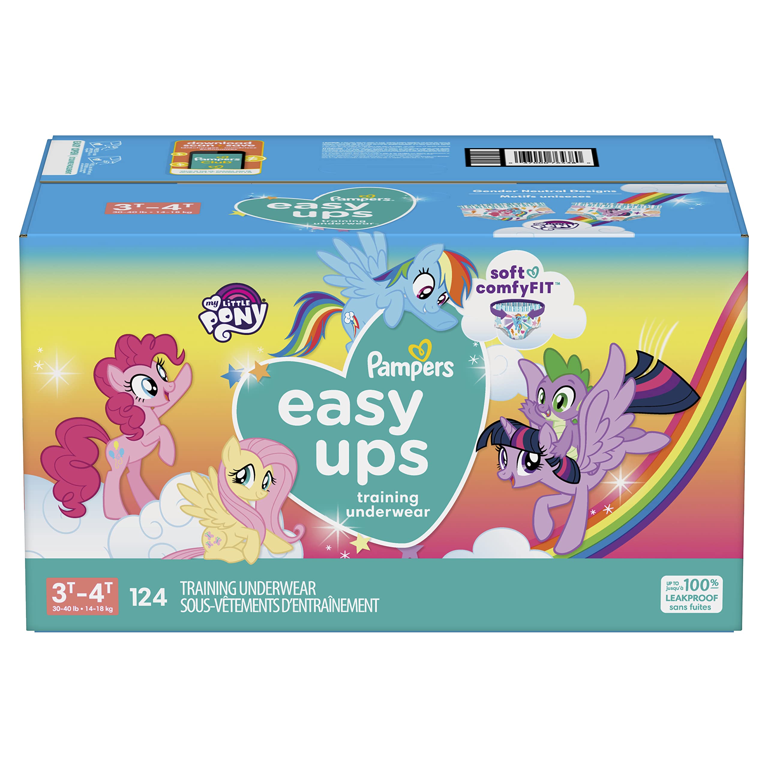 Pampers Training Pants - Easy Ups Girls & Boys - Size 3T-4T, 124 Count, My Little Pony Potty Underwear (Packaging May Vary)