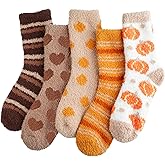 Horuru Plush Fuzzy Socks for Women Fluffy Cozy Slipper Socks Fall Thanksgiving Birthday Gifts for Her