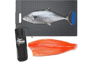 Mershca Fish Fillet Mat 14"x24", with Storage Bag, Portable Fish Cleaning & Cutting Board Grips Fish for Easy Filleting, Fish Mat for Scaling Fish