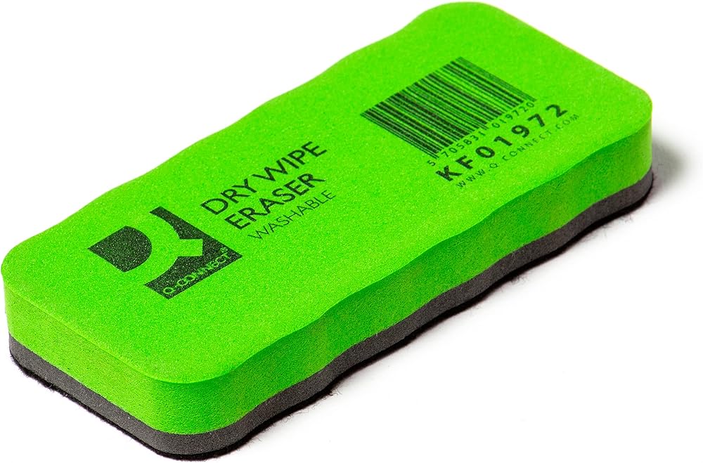 Q-Connect Drywipe Eraser Washable Whiteboard Cleaning Tool