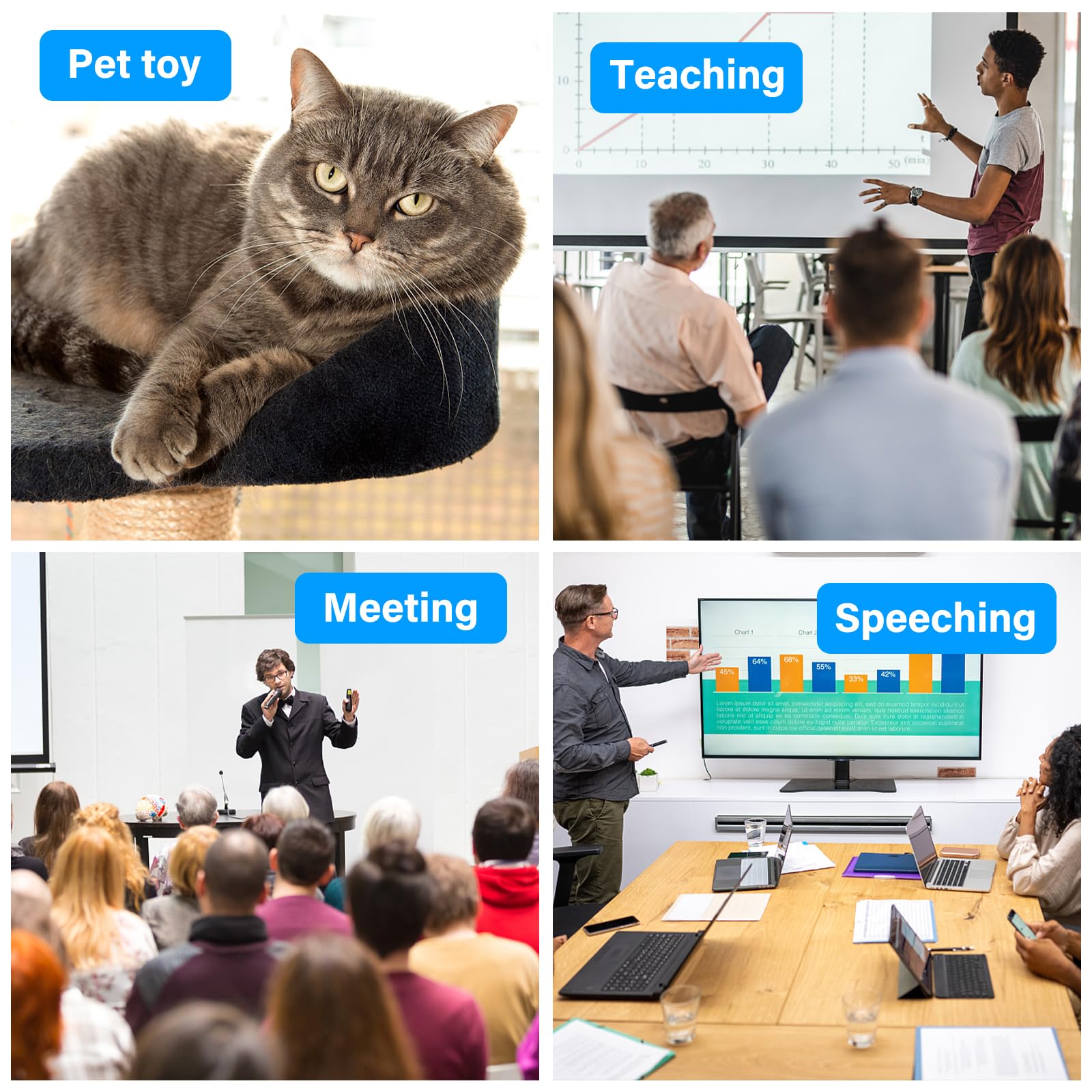 Presentation Clicker Remote Pointer Cat Toy, Wireless Presenter Presenter Clicker USB Control for PowerPoint Presentations, PPT Clicker Remote with Red Light Pointer for Cats Dogs