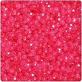 BeadTin Hot Pink Transparent 4mm Faceted Round Plastic Craft Beads (1350pcs)