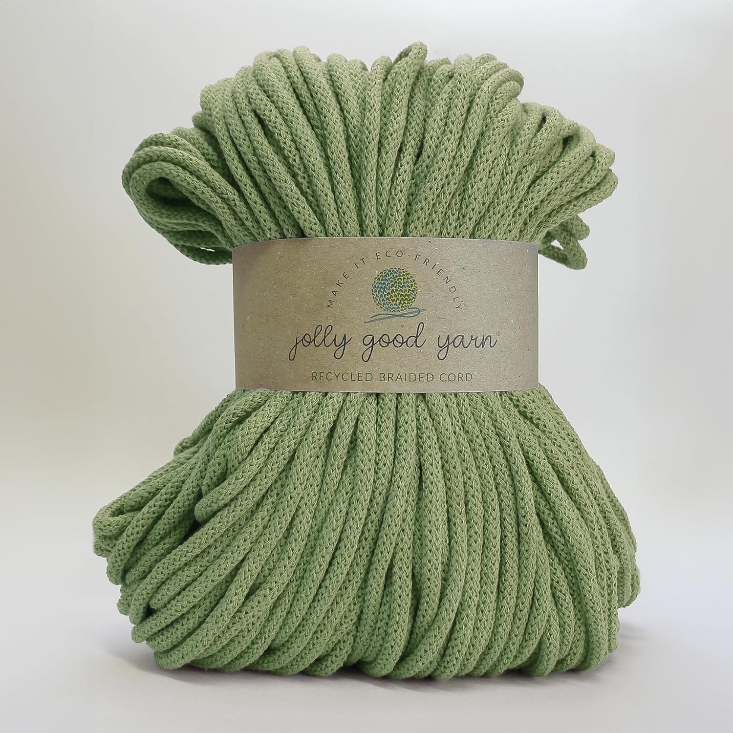 5mm Braided Macrame Cord Rope by Jolly Good Yarn, Soft Recycled Cotton, 100m (500g), Wall & Plant Hangers, Textile Jewellery, Decorations (Buckfast Green) — image 1