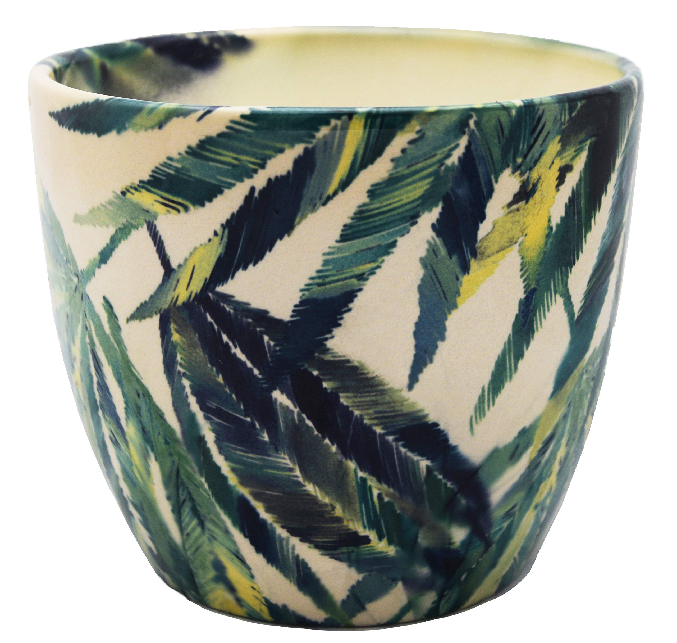 Ivyline Indoor Monza Botanical Fern Planter, Cream/Green, 15.5cm Diameter