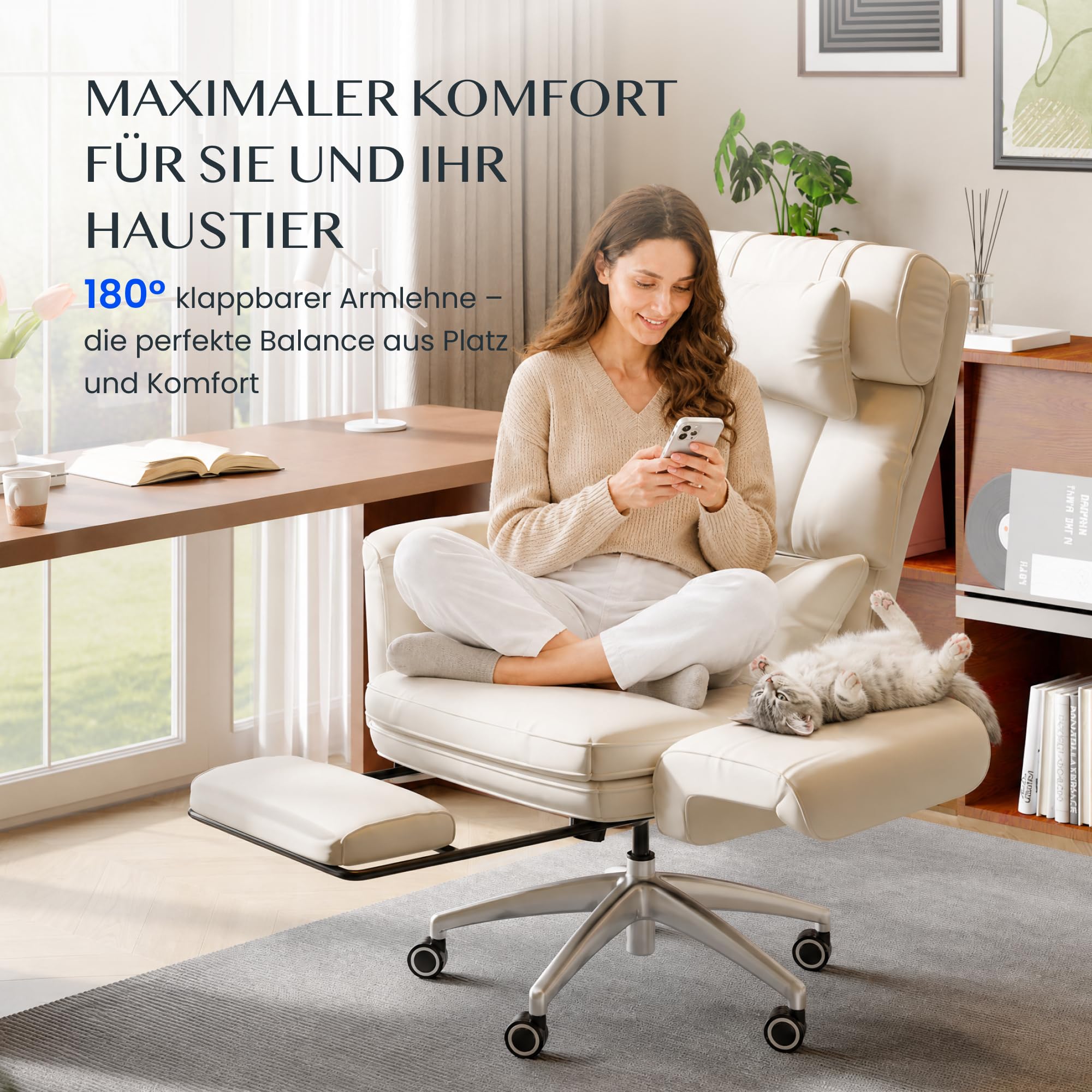 FLEXISPOT Luno Chefsessel Ergonomischer Bürostuhl mit Fußstütze 8