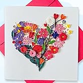 Quilling Cards, handmade card, quilled cards with Handmade Art Quilling birthday card for women, Birthday card, mother... colorful heart design (Flowers Heart 1)