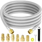 12 Feet High Pressure Propane Hose Extension with Conversion Coupling 1/2" Female NPT, 1/4" Male NPT, 3/8" Flare for BBQ Grill, Fire Pit, Heater