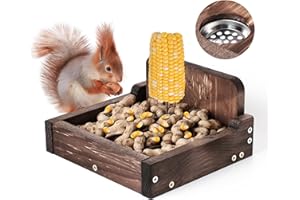 YEBGMS Squirrel Feeders forOutside, Squirrel Feeder with Corn Cob Holder, Squirrel Feeder for Outdoors, Squirrel Food for Backyard Squirrels Holds Corn Cobs, Peanut, Chipmunk Feeder (M - Dark Brown)