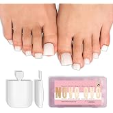NOVO OVO Milky White Square Toe Nail Tips - 240Pcs Soft Gel Press on Toenails, Pure Color Full Cover Fake Nails for Pedicure, PMMA Acrylic False Toe Nails Extension Kit (15 Sizes, Wide Fit)