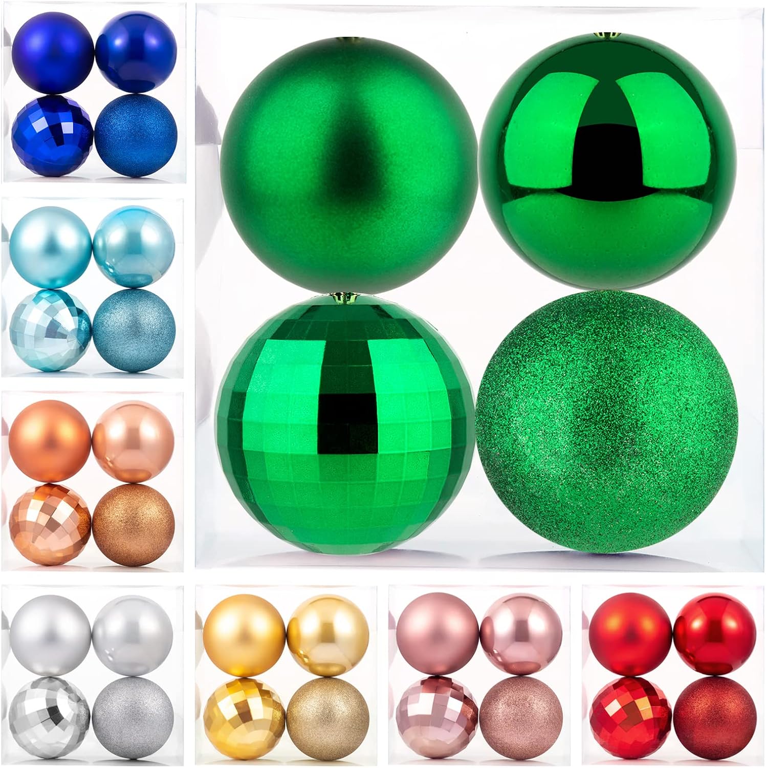 Ornaments - XmasExp Christmas Ball Ornaments Green Giant Shatterproof Plastic Decorative Hanging Mercury Ball Christmas Tree Ornaments for Holiday Party Decorations (Green, 4.0