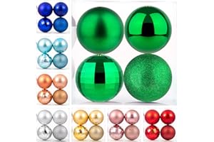 XmasExp 4in Large Christmas Ornaments Christmas Ball Ornaments Giant Tree Decoration Shatterproof Decorative Hanging Balls for Holiday Party Decors(Green, 4pcs)