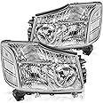Bingbingmotor Headlight Assembly Compatible with 2004-2015 Nissan Titan / 2005-2007 Armada Left and Right Side Chrome Housing with Clear Reflector Headlamps