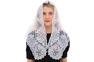 Ammmscaf Triangular Church Veil for Women Spanish Style Mantilla Veils Catholic Latin Mass Lace Head Covering Chapel Veils