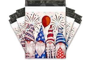PRO SUPPLY GLOBAL 10x13 (100) 4th of July Mailers Patriotic Gnomes Designer Poly Mailers Shipping Envelopes Premium Printed Bags Fourth of July Polymailers