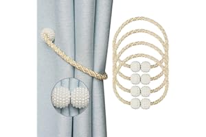 Nieffeiy Magnetic Curtain Tiebacks Convenient Curtains Drape Ties Backs Weave Rope Curtain Holdbacks for Outdoor Window Draperies