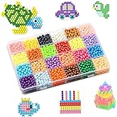 Non-Iron Fuse Beads Kit 5mm 24 Colors 3600 No Heat Beads Refill Accessories Pack for Christmas Tree Decorations