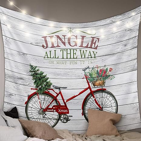 Amazon Co Jp タペストリー レトロ 木紋 冬 クリスマス 紅い 自転車 キャンディ インテリア おしゃれ 布ポスター 窓カーテン ファブリック装飾用品 壁飾り壁掛け モダンなアート 部屋飾り 部屋模様替え 個性ギフト 幅130cm丈150cm ホーム キッチン