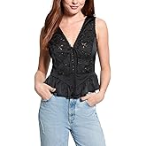 Guess Womens Sleeveless Gia Tie Front Top