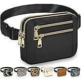 Capolo Fanny Packs for Women Fashion Waist Packs Bag with Adjustable Strap and 4 Zipper Pockets Waterproof Everywhere Crossbody Belt Bag for Workout Running Travelling(Black, Large)