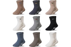 WEVIAS Baby Socks Toddler Grip Non Slip Cotton Crew Infant Boys Girls Anti Skid Socks 9 Pairs
