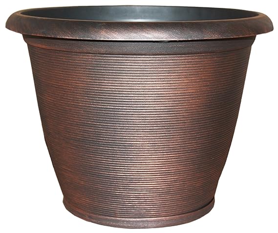 37.5 Litre COPPER Large Plant Pot Round Tall Plastic Planter Outdoor