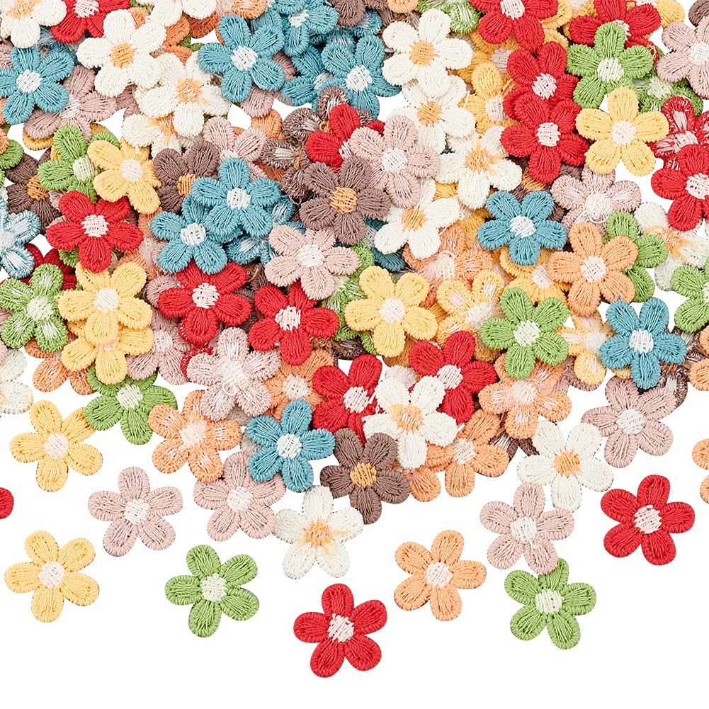 FINGERINSPIRE 144Pcs 8 Colors Knitted Flowers Patch 15mm Crochet Flower Patches Flower Sew On Patches Cotton Knitting Applique Patches Costume Accessories for Crafts Clothes Dress Jackets Hat Bags