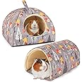 Bienbee Mushroom Hideout Set - 2 Pack with Tunnel, Gray Guinea Pig & Rabbit House Accessories