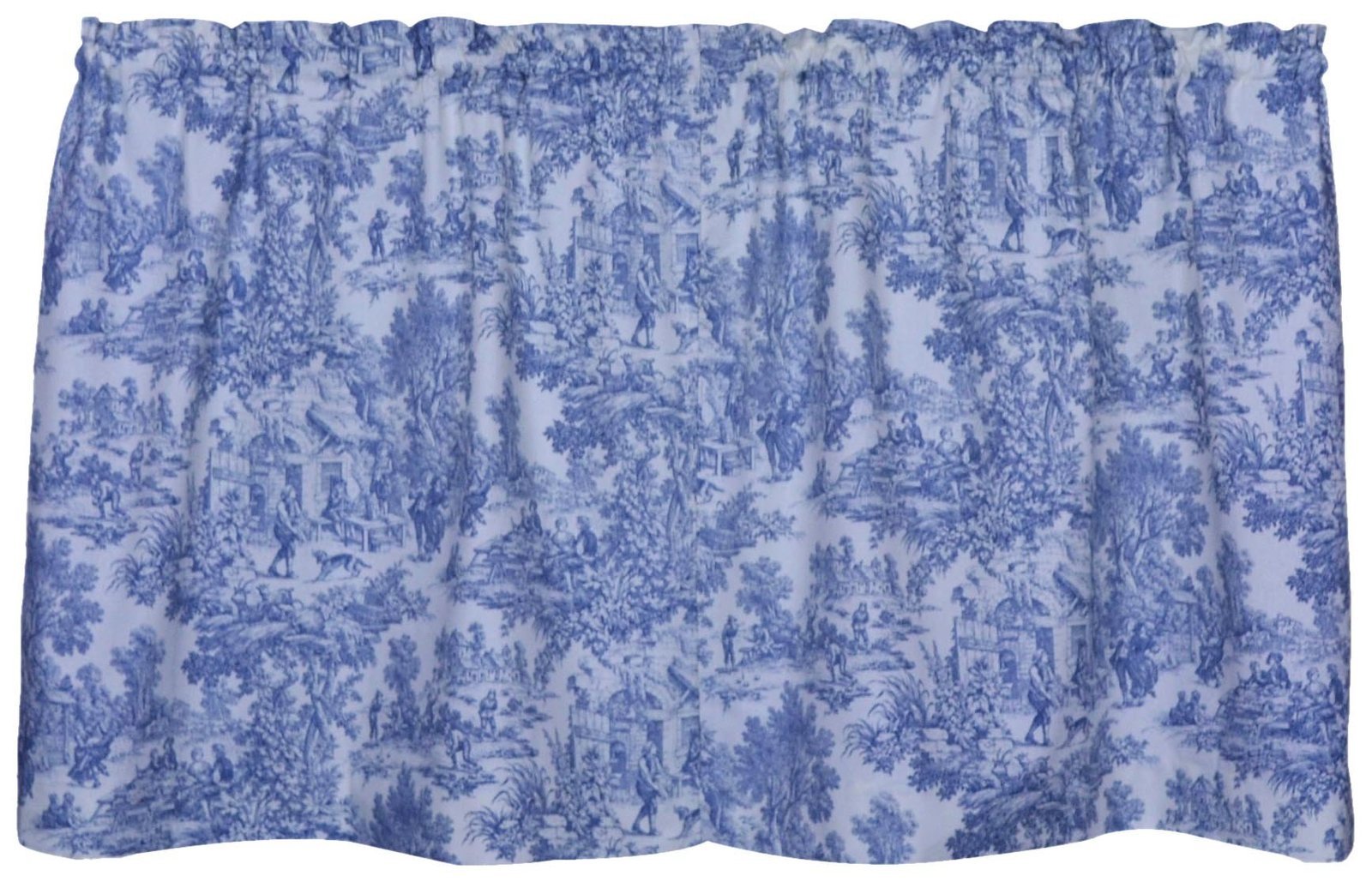 Ellis Curtain Victoria Park Toile 68-Inch-by-24 Inch Tailored Tier Curtains, Blue — image 1