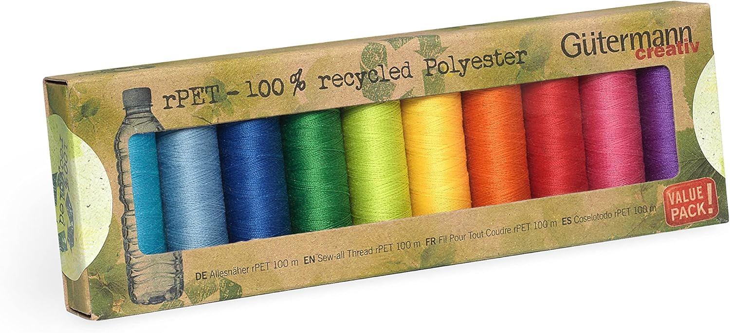 Tree Stands - Gutermann Sew-All rPET Polyester Thread Set, Bright, 10 Spools