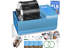 Professional Rock Tumbler Kit – 4LB Large Capacity Barrel with Brushless Motor & Heavy Metal Base, Adjustable Speed & 9-Day T