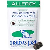 Native Pet Dog Allergy Chews for Medium Breeds - Itchy Skin and Seasonal Itch Support - Colostrum, Probiotics, Spirulina - 30 Chews