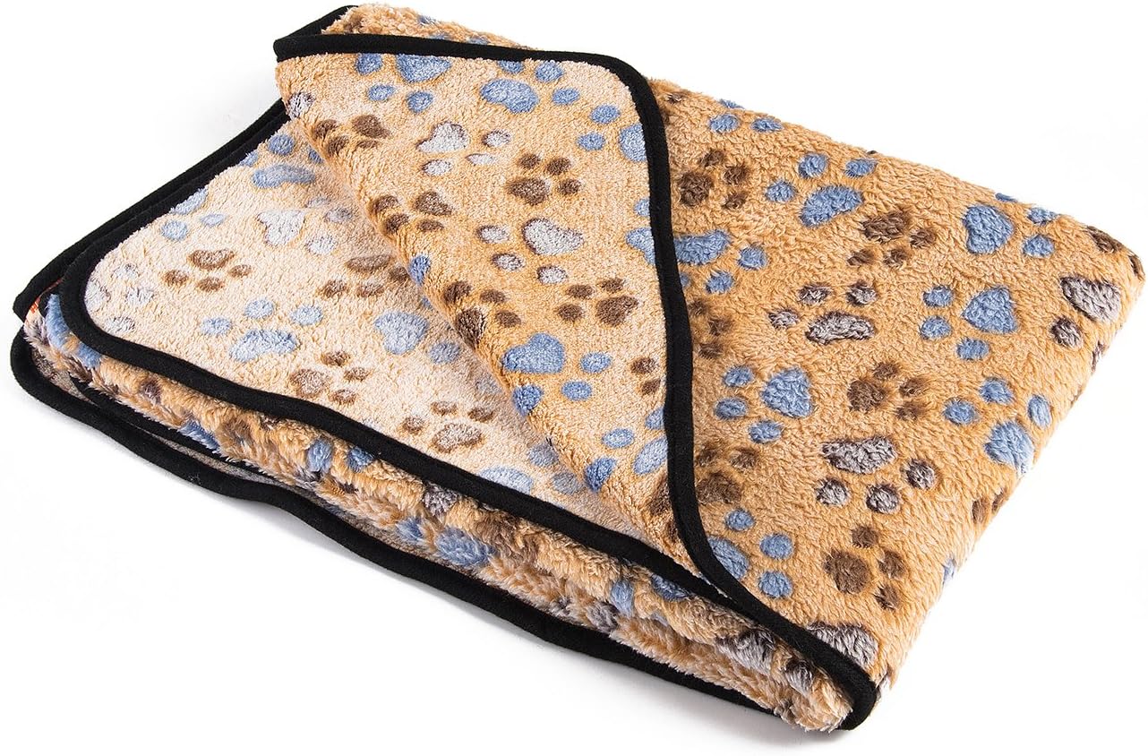 iNNEXT 2 Pack Puppy Blanket for Pet Cushion Small Dog Cat Bed Soft Warm Sleep Mat, Pet Dog Cat Puppy Kitten Soft Blanket Doggy Warm Bed Mat Paw Print: Home & Kitchen