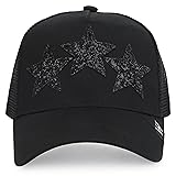 VINTAGE HAVANA Black 3 Star Trucker Hat Glitter