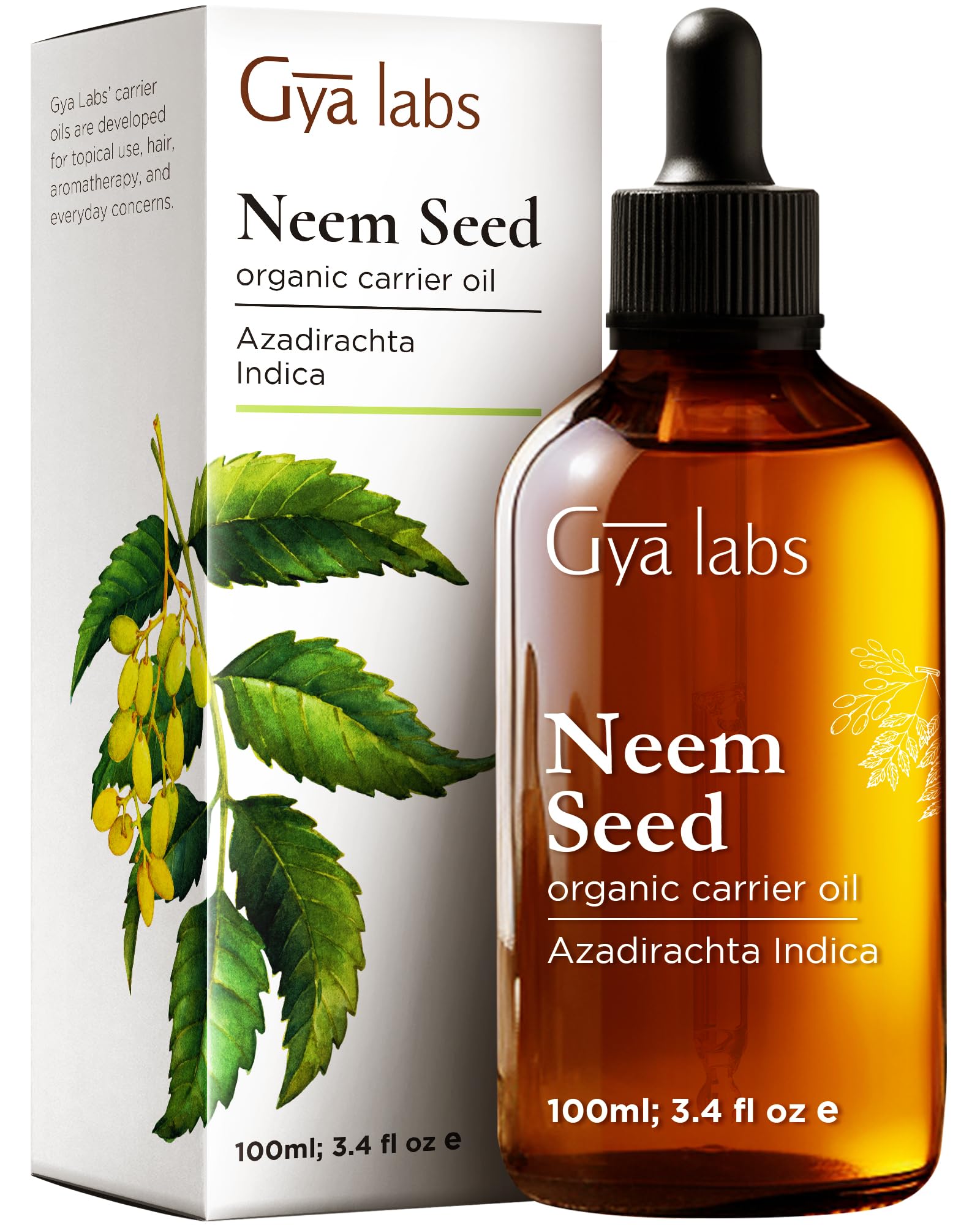 Gya Labs Neem Oil for Skin - Neem Oil Cold Pressed Unrefined - Soothing & Nourishing Neem Oil for Hair, Nails, Body Lotions, Spray & Shampoo (100ml) โ image 1