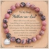 HGDEER Natural Stone - Promotes Calm, Positive Energy, and Offer Protection, Pink Zebra Jasper Bracelet Perfect Mother Day Gift with a Heartfelt Quote Card